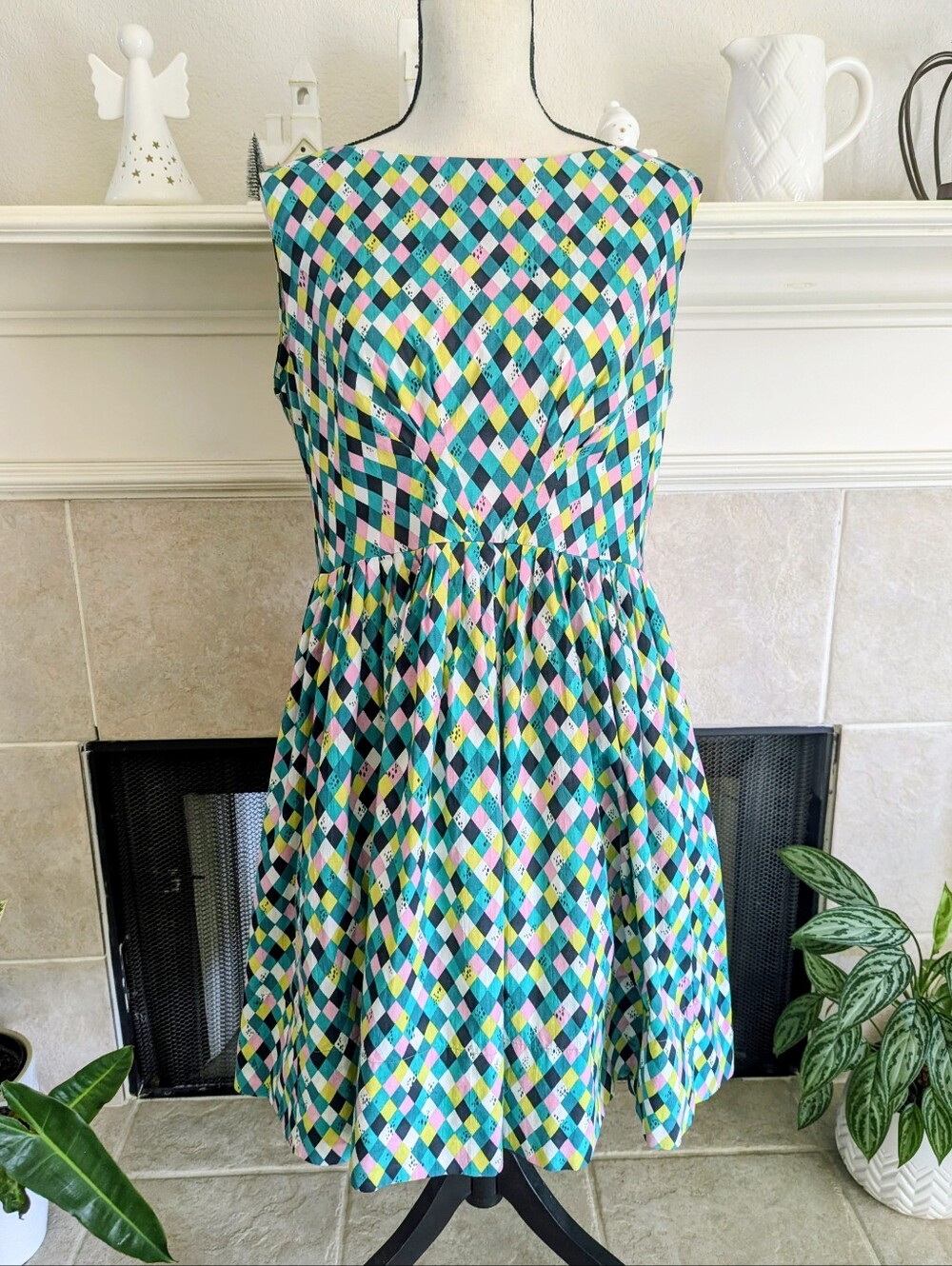 Emily And Fin Abigail Colorful Diamond Print Sundress Size 16UK - Picture 6 of 6